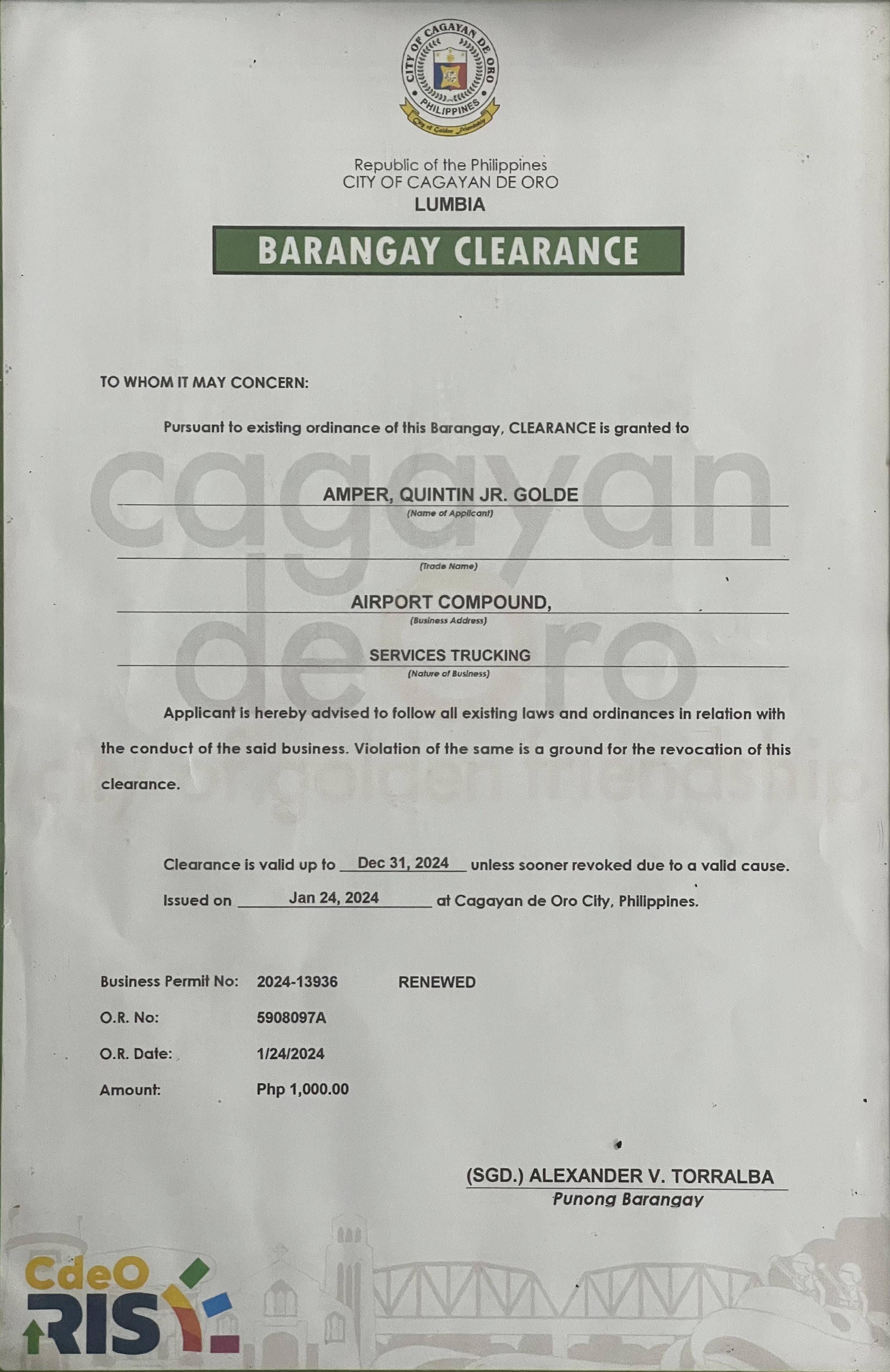 Barangay Clearance